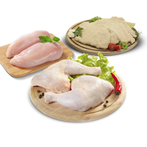 3Kg Pata Muslo + 2Kg Pechuga + 2Kg Milanesa de Pechuga