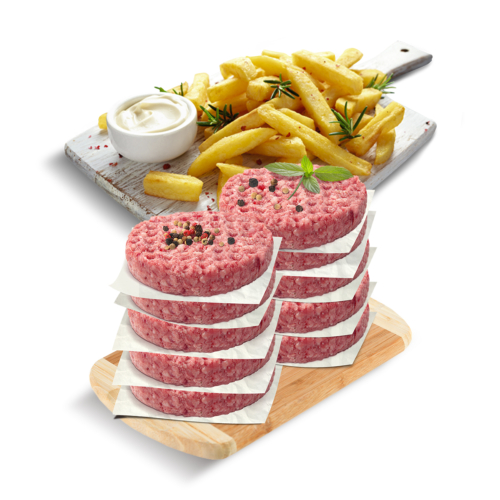 20 hamburguesas Vacunas + 2.5Kg Papas Bastón